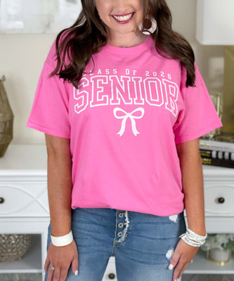 call of 2026 senior with bow tee close up