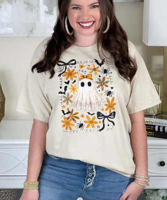 boho ghost graphic tee close up