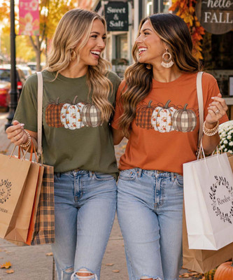 quilted pumpkin trio tee group image