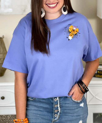 pocket halloween teacher pencil tee close up