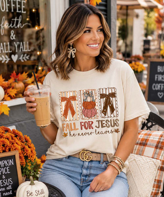 fall for jesus tee model image