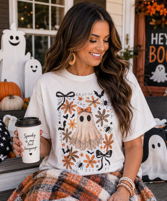 boho ghost tee model image