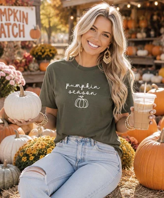 pumpkin season with pumpkin tee model image