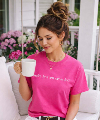 Make heaven crowded graphic tee model