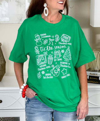 christmas doodle tee close up