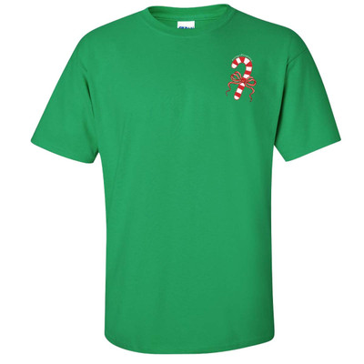 Pocket Merry Christmas Candy Cane Graphic Shirt