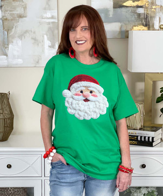 faux latch hook santa face tee