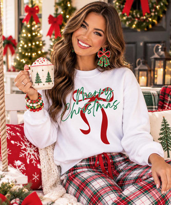 merry christmas on bow sweatshirt