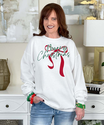 merry christmas on bow sweatshirt
