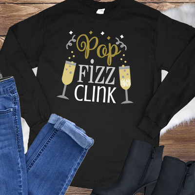 Monogrammed Pop Fizz Clink T-Shirt - Black