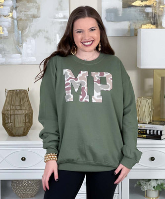 monogrammed old school camo sweatshirt
