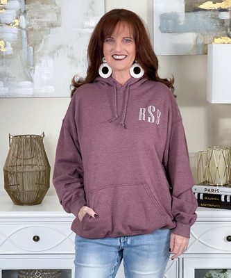 monogrammed heathered hooded sweatshirt