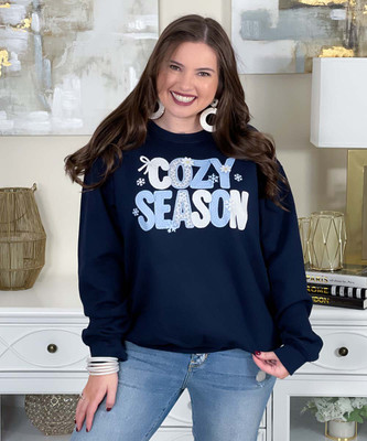 faux yarn cozy season sweatshirt