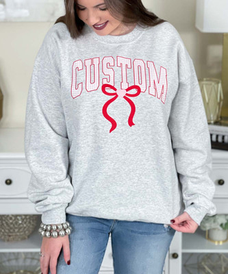 customize me pink gingham with heart bow sweatshirt close up