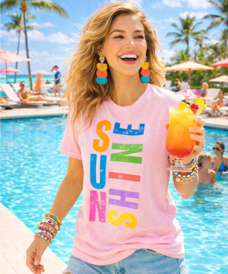 distressed sunshine tee model 1