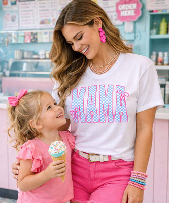 Blue Checker Mama Graphic Shirt