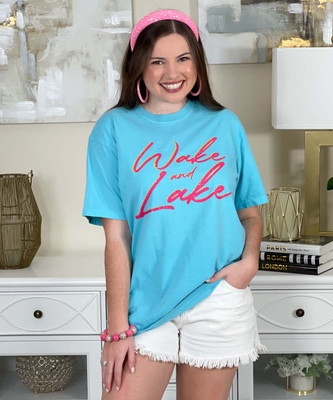 distressed wake and lake tee
