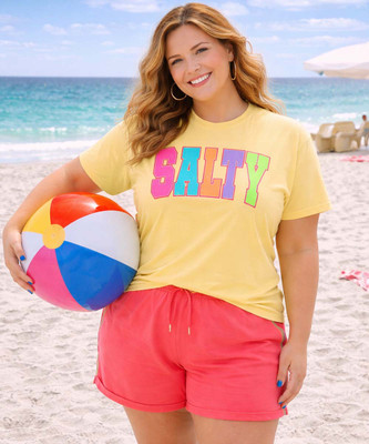 distressed salty comfort colors tee model image