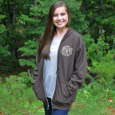 Monogram Zip Up Hoodie