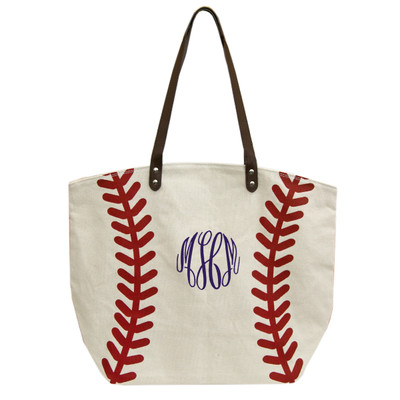 Monogrammed Baseball Tote Bag