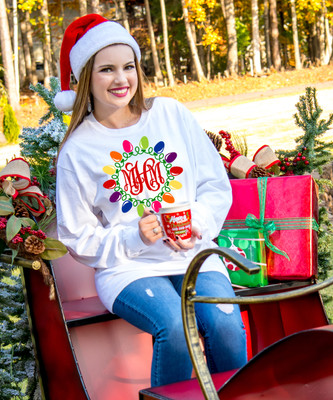 Monogrammed Christmas Bulb Wreath Graphic Tee