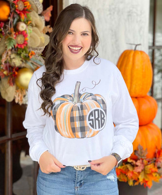 Born to Be Sassy Monogrammed Pumpkin Quarter Zip Pullover