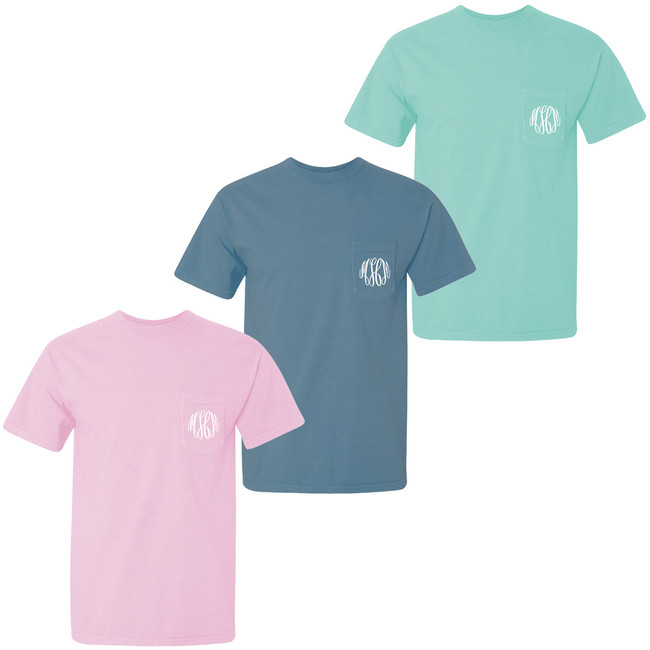 Born to Be Sassy Monogrammed Comfort Colors Pocket T-Shirt