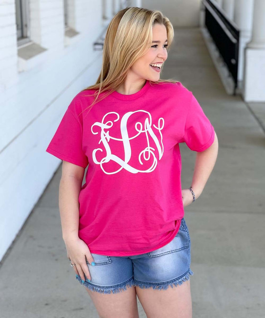 Monogrammed short sleeved t-shirt, personalized t-shirt, 100% pre
