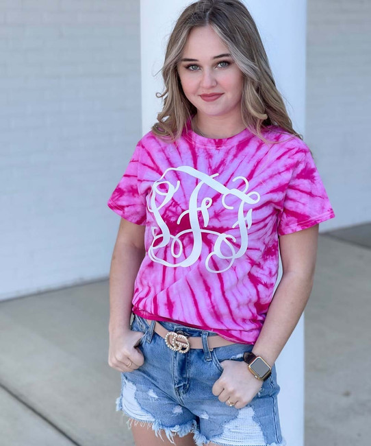 Full Monogrammed Cyclone Pinwheel Tie-Dye T-Shirt