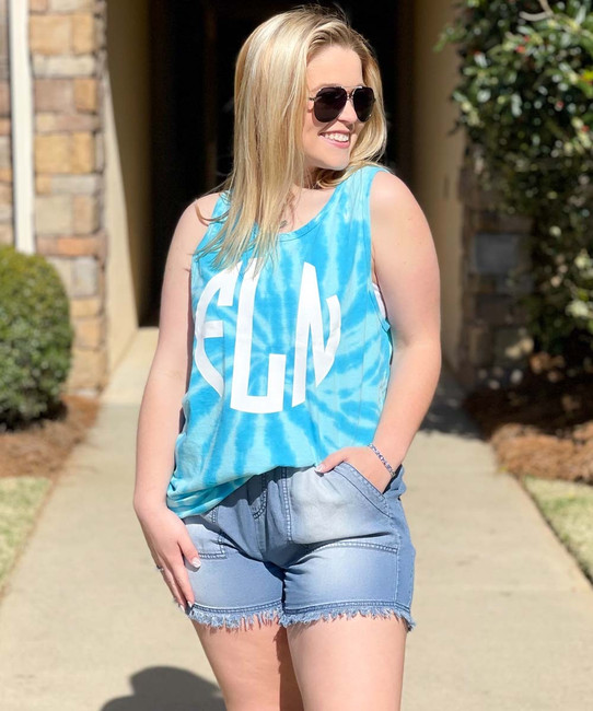 Born to Be Sassy Full Monogram Tie-Dye Tank