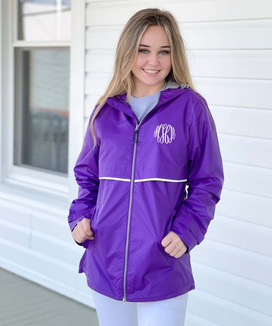 Purple Women's New Englander Monogrammed Rain Jacket by Charles River –  Bekah's Custom Boutique