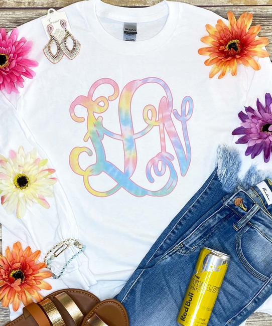 Pastel Tie Dye Monogrammed T-Shirt