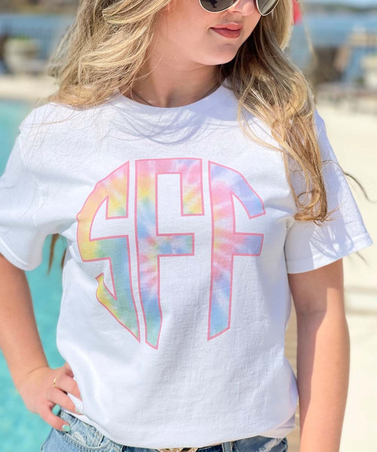 Pastel Tie Dye Monogrammed T-Shirt