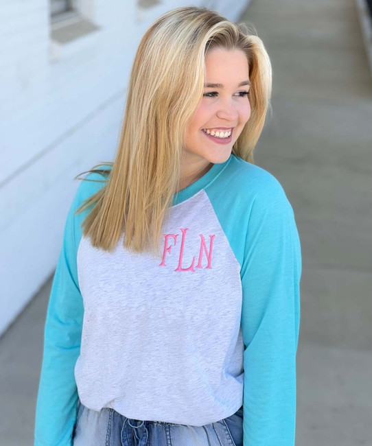 Monogrammed Tri-Blend Raglan Tee