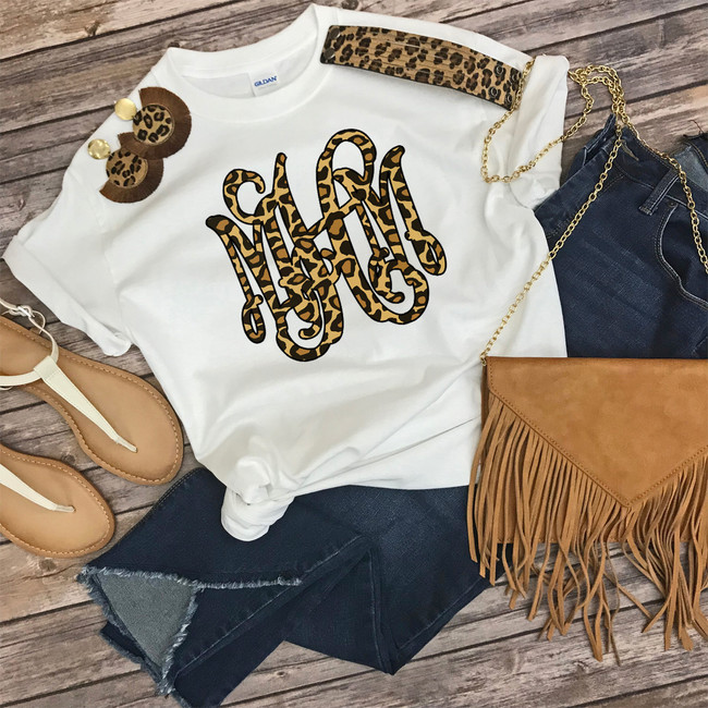 Monogrammed Leopard T-Shirt