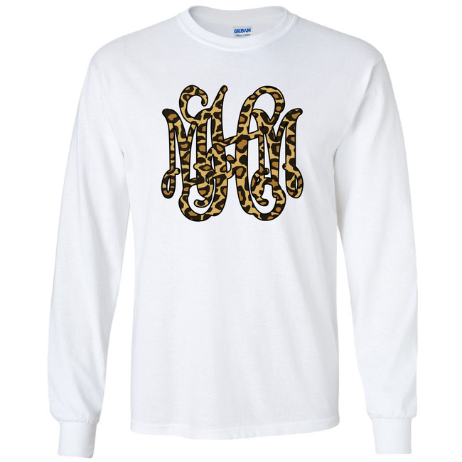 Leopard Monogram Sweatshirt - White – Initial Outfitters
