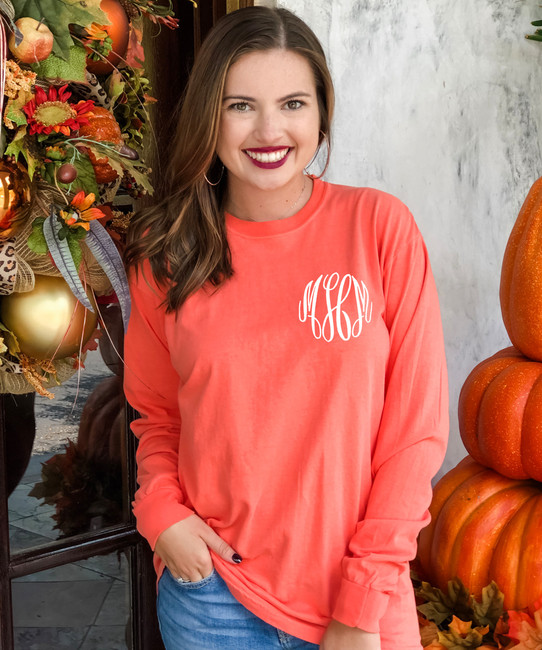 Monogrammed Comfort Colors Long Sleeve Shirt