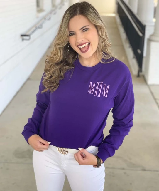 Monogrammed Long Sleeve Tee Shirt