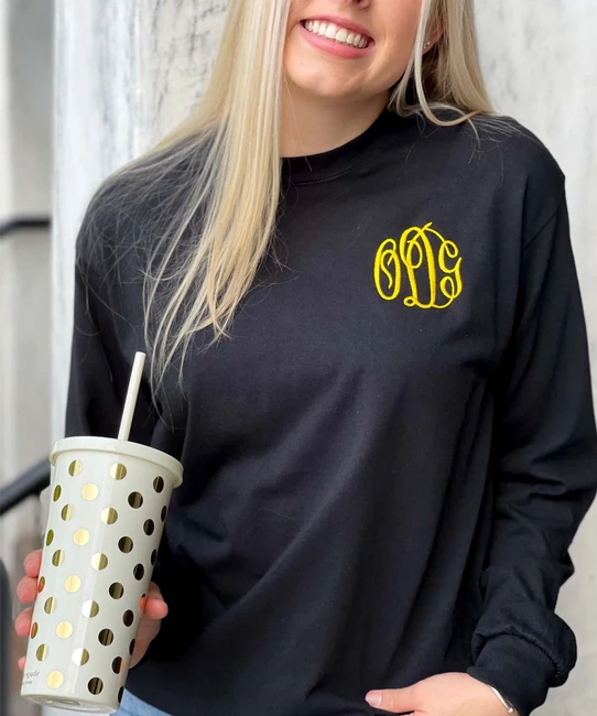 Monogrammed Long Sleeve Tee Shirt