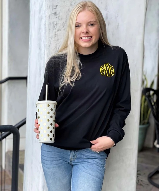 Monogrammed Long Sleeve Tee Shirt