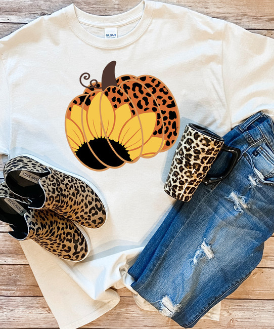 Leopard Pumpkin With Sunflower Shirt