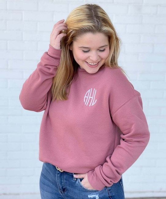 Monogrammed Bella Canvas Sponge Fleece Drop Shoulder Crewneck Sweatshirt