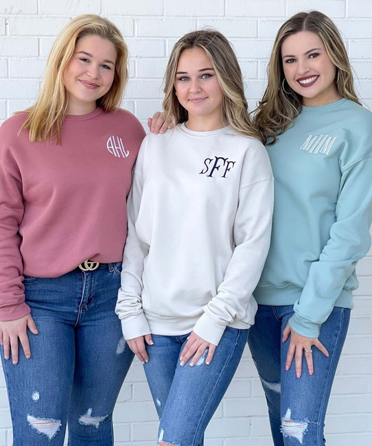 Monogrammed Bella Canvas Sponge Fleece Drop Shoulder Crewneck Sweatshirt