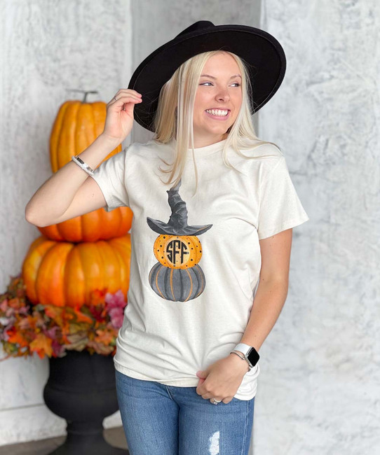 Monogrammed Halloween Pumpkins Shirt