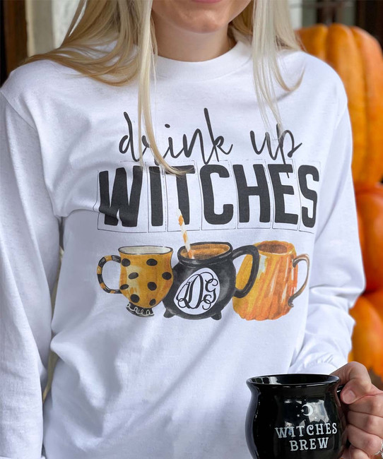 Monogrammed Drink Up Witches Graphic T-Shirt