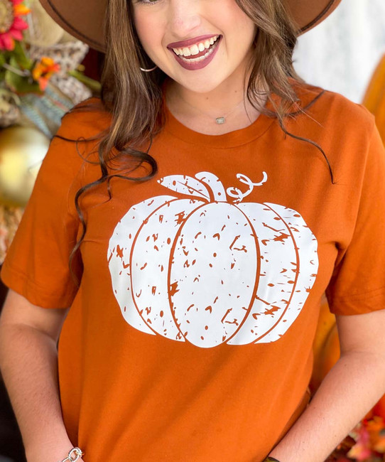 Distressed Pumpkin Bella Canvas T-Shirt - Autumn