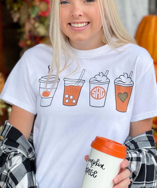 Monogrammed Pumpkin Spice Lover Graphic Tee Shirt