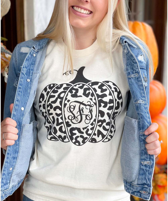 Born to Be Sassy Personalized Leopard Pumpkin Graphic Tee Shirt