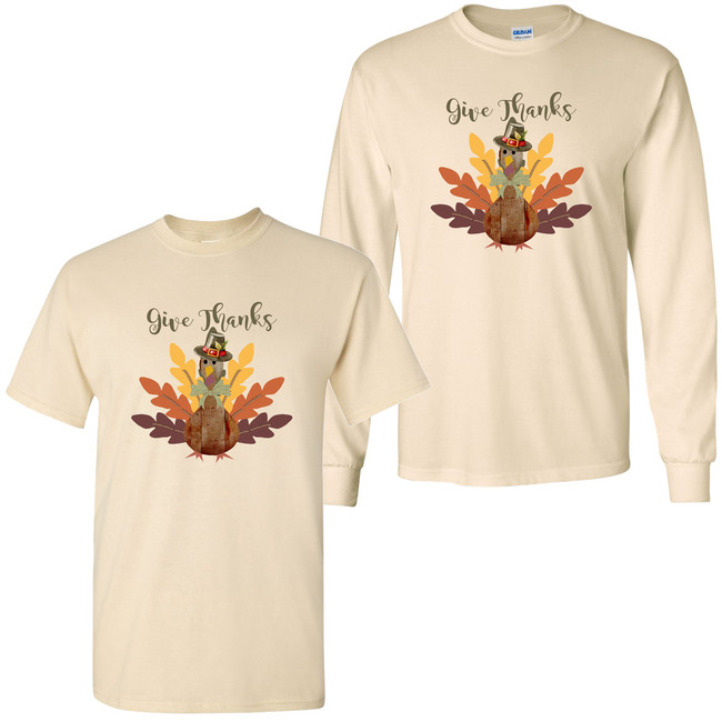 Give Thanks Turkey T-Shirt - Natural