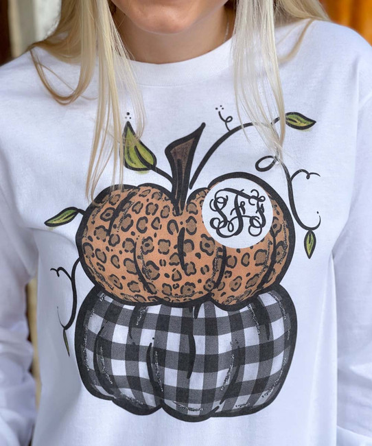 Born to Be Sassy Monogrammed Pumpkin Graphic Tee Shirt